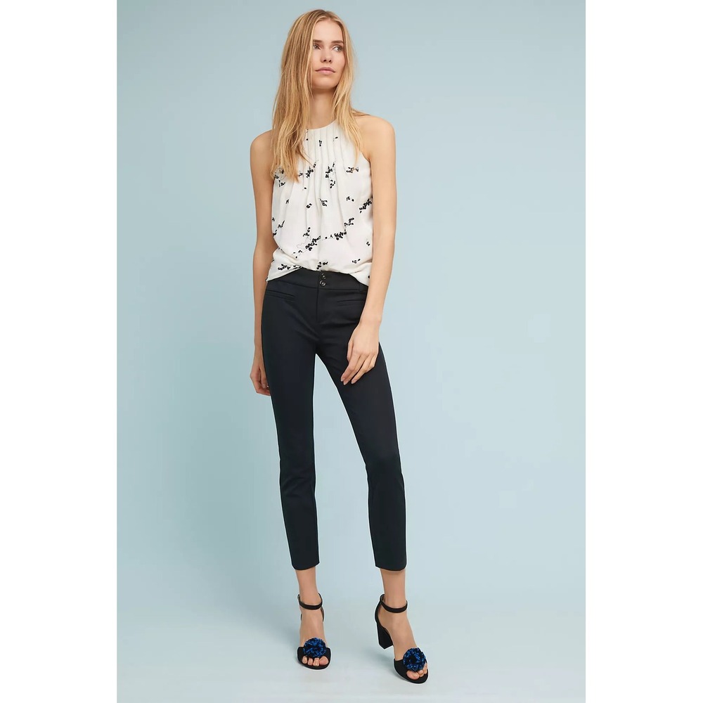 Anthropologie The Essential Slim Black Pants Size 8 Cotton Blend Trousers